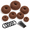 LightBrown, variant on MRSXXNTY Donut Hair Bun Maker 7 Pieces,Ring Style Bun Maker Set with Hair Bun Makers (1 extra-large, 2 large, 2 medium and 2 small), 5 pieces Hair Elastic Bands, 20 pieces Hair Pins, Dark Brown