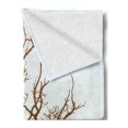 thumbnail image 2 of Owl Soft Flannel Fleece Throw Blanket, Cross-eyed Owl on Autumn Tree Branch Solitary Nocturnal Bird Print, Cozy Plush for Indoor and Outdoor Use, 50" x 60", Chocolate Baby Blue, by Ambesonne, 2 of 5