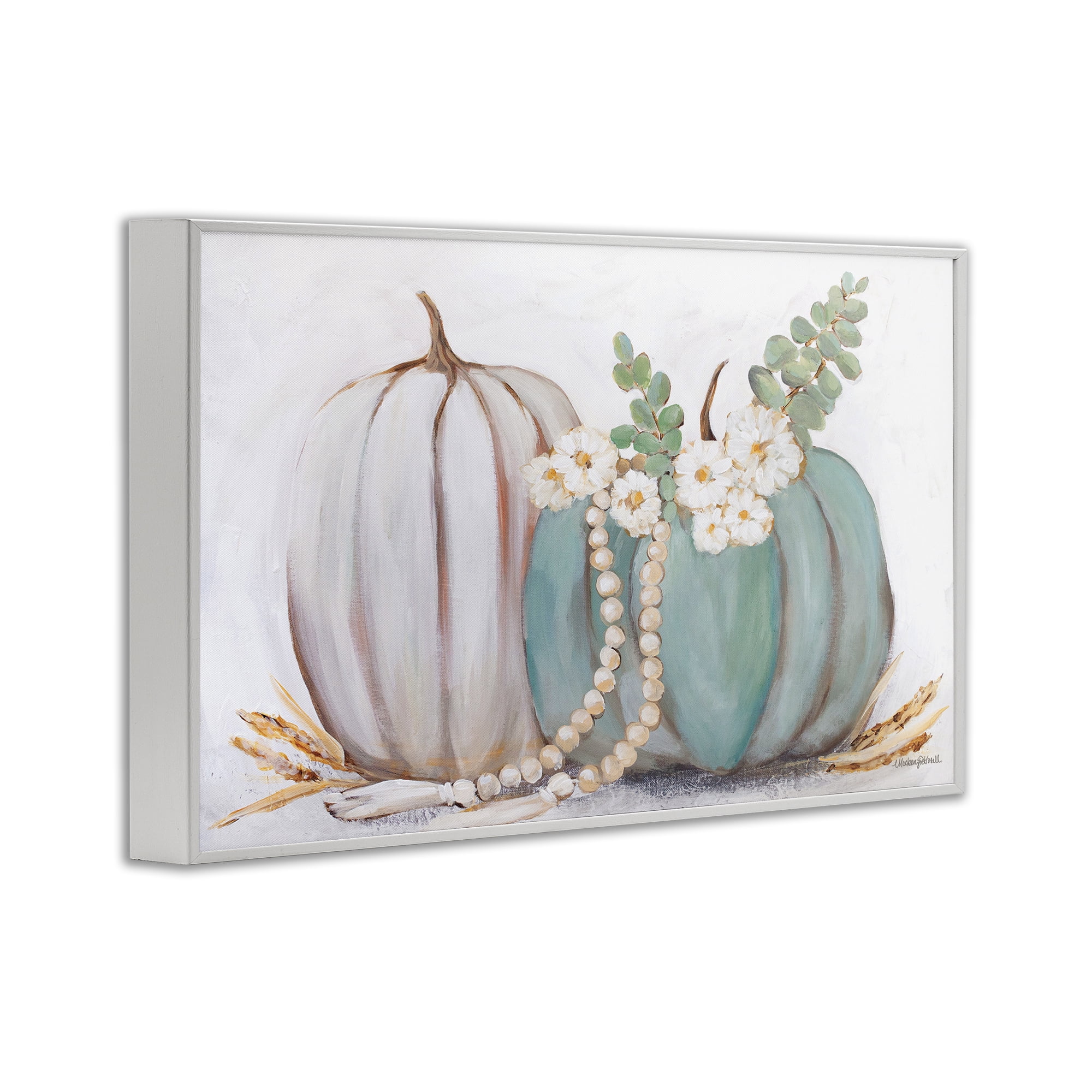 Stupell Industries Country Fall Pumpkins Botanical & Floral Painting White Framed Art Print Wall Art, 24 x 16