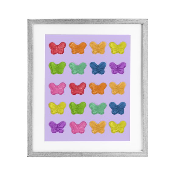 Stupell Industries Colorful Butterflies on Lilac Gray Framed Print Under Glass, design by LISH Creative