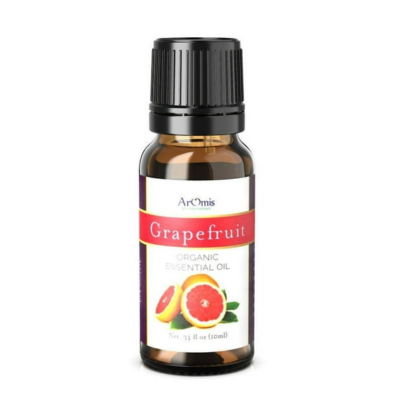 ArOmis Organic Grapefruit Essential Oil - USDA Certified - 100% Pure Therapeutic Grade - 10ml (.34 Fl Oz), Undiluted, Premium, Perfect for Aromatherapy Diffuser