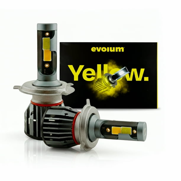 Luces Led para Auto - EVOLUM - Modelo Yellow 11,000 lúmenes - Resistencia al Agua - Haz de luz Perfecto (H4)