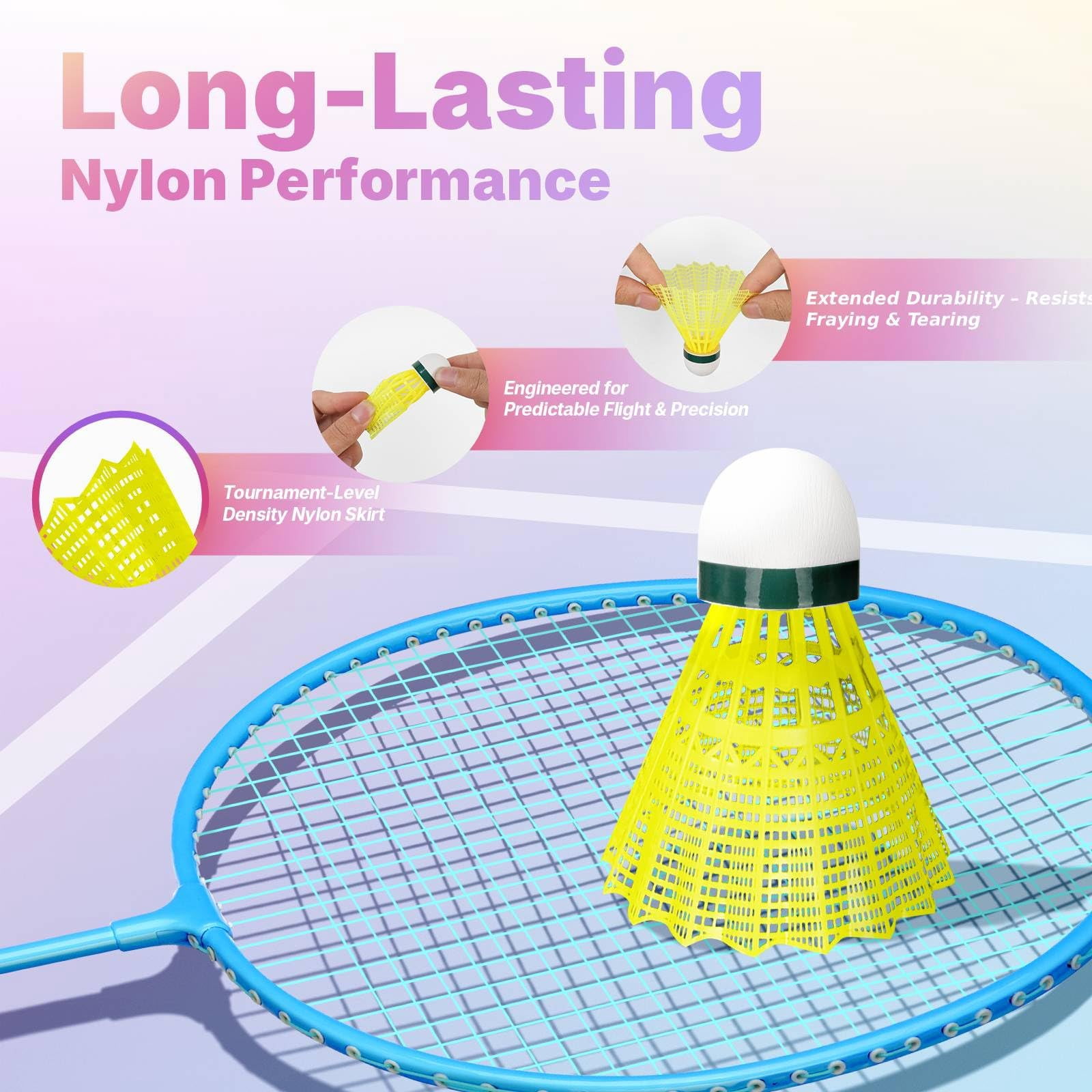 Badminton Rackets Set, Lightweight Badminton Set Includ 4/6 PCS Rackets, 6 Birdies, Outdoor Backyard Games, Racquets for Adults, Teens, Family Beginner