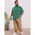 thumbnail image 2 of DARING DIVA Men's Big Tall Leaf Printed Short Sleeve Casual Polo Shirts XL Green, 2 of 7