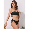 thumbnail image 4 of DARING DIVA Women's Bandeau Drawstring Side Tie Bikini Sets X-Small Black, 4 of 6