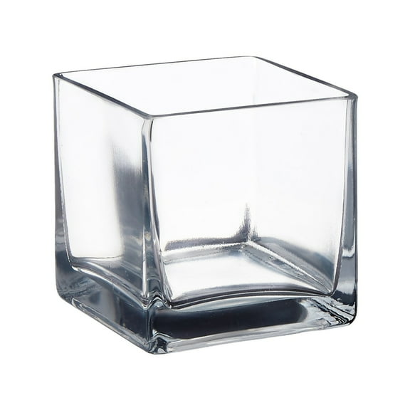 Enova Home Square Shape Clear Cube Glass Vase 7.0" W x 7.0" H