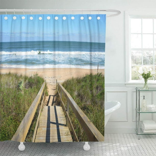 Wooden Boardwalk on the Beach Shower Curtain - MitoVilla