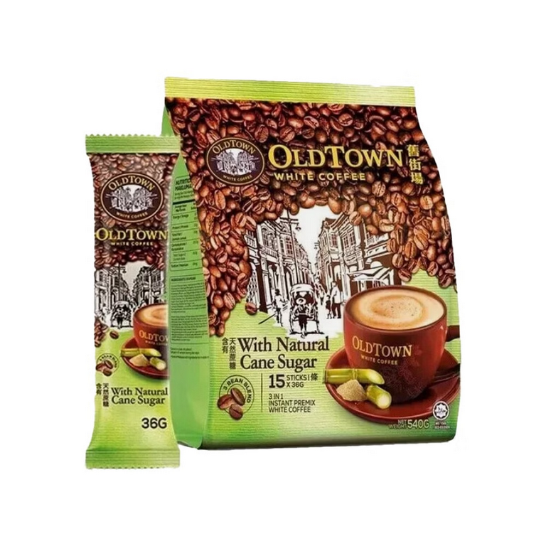 Old Town Natural Cane Sugar White Coffee 19 Oz 15 Sticks, Instant