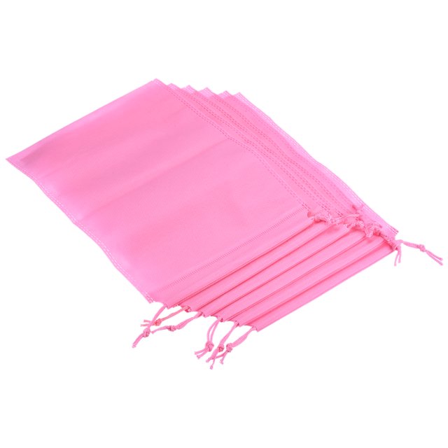 Unique Bargains 35x25cm Drawstring Pouch Non-woven Fabric, 6Pcs Soft Storage Gift Bag for Sport Wedding Party Organizing, Pink