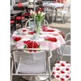 thumbnail image 4 of Outdoor Tablecloth with Umbrella Hole and Zipper, Red Roses Round Table Cloth 60 Inch Waterproof Tablecloth, Valentine's Day Flowers Love Stripes Pink Picnic Table Cover for Patio Camping, 4 of 7