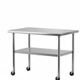 thumbnail image 1 of Garvee Table de Travail en Acier Inoxydable avec Roulettes Pivotantes, 36 x 24 x 34 Pouces, 2 Niveaux, Argent, 1 of 6
