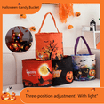 thumbnail image 3 of 1 PCS Halloween Candy Bucket Halloween Basket with Lights Trick or Treat Bag Reusable Carrying Bucket Pumpkin Candy Gift Basket Children's Party Supplies Favors (Purple ), 3 of 3
