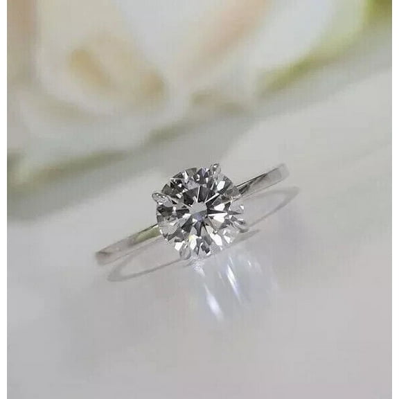 1Ct IGI Solitaire Round Cut Certified Lab Grown Diamond/CVD Ring 14K White Gold