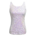 thumbnail image 4 of PrettyGuide Women Shimmer Glam Sequin Embellished Sparkle Tank Top Vest Tops White XL, 4 of 6