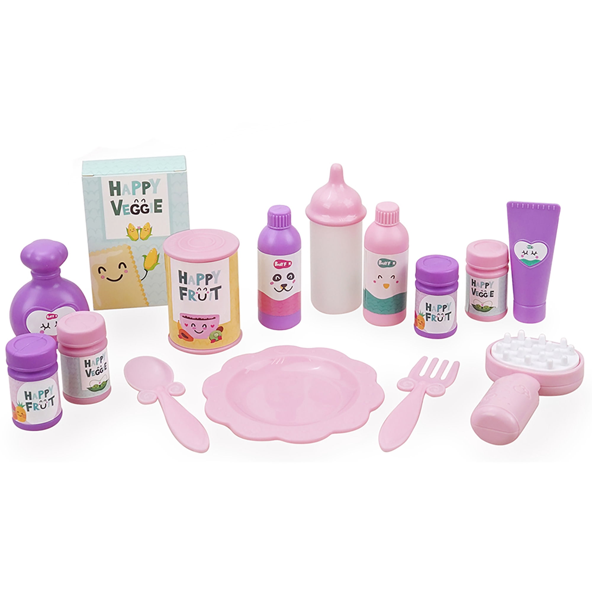 509 Crew: Springtime - Twin Center & Accessories Set - Pink-Blue-Flowers, Bunk Bed Highchair Station, 15 Feeding-Grooming Accessory Toys, Kids 3+