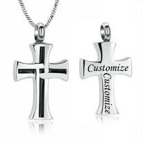 Personalized Engrave Stainless Steel Cross Cremation Jewelry for Ashes Holder Necklace Pendent for Ashes and Chain