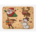thumbnail image 1 of Christmas Bath Mat, Happy Xmas Character with Stars and Dots Santa Reindeer Elf Snowman, Plush Bathroom Decor Mat with Non Slip Backing, 29.5" X 17.5", Pastel Brown Multicolor, by Ambesonne, 1 of 2