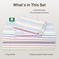 thumbnail image 4 of California Design Den 100% Cotton Full Size Sheets Set - 400 Thread Count Sateen, Deep Pocket Sheets for Full Size Bed, Breathable Adult/Teen 4 Piece Sheet Set - Rainbow Stripe Print, 4 of 8
