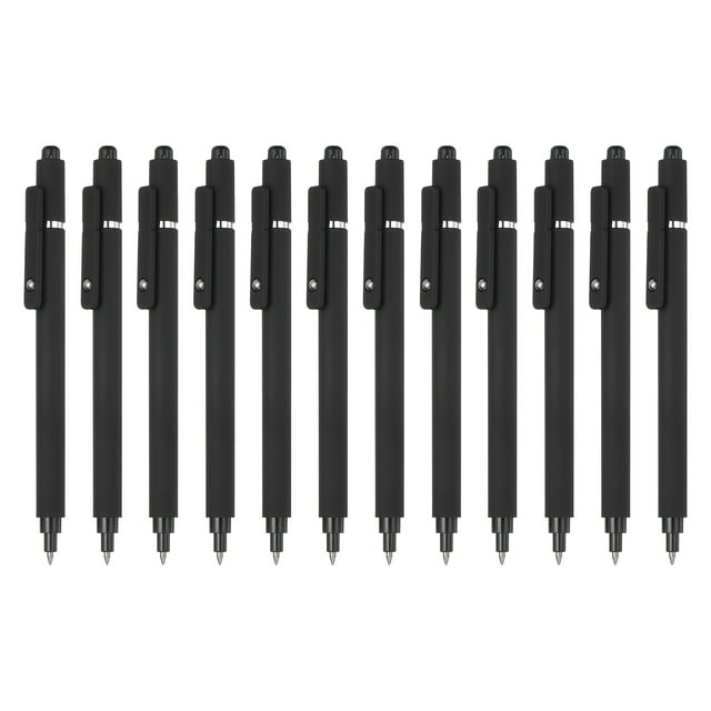 Uxcell 12 Pcs Retractable Gel Pens, 0.5mm Black Ink Fine Point Smooth Writing Cute Aesthetic Pen Quick Dry for Office Home Journaling Note Taking Supplies, Black