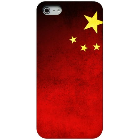 Cafe China - CUSTOM Black Hard Plastic Snap-On Case for Apple iPhone 5 / 5S / SE - China Old Flag Chinese