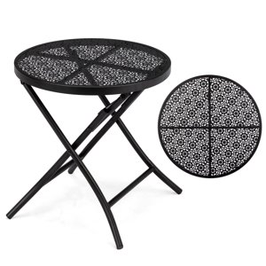 AsterOutdoor Folding Patio Side Table 18-Inch, Black