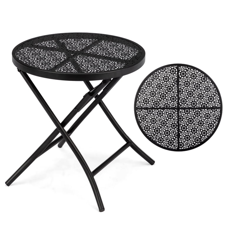 AsterOutdoor Folding Patio Side Table 18-Inch, Black photo 1