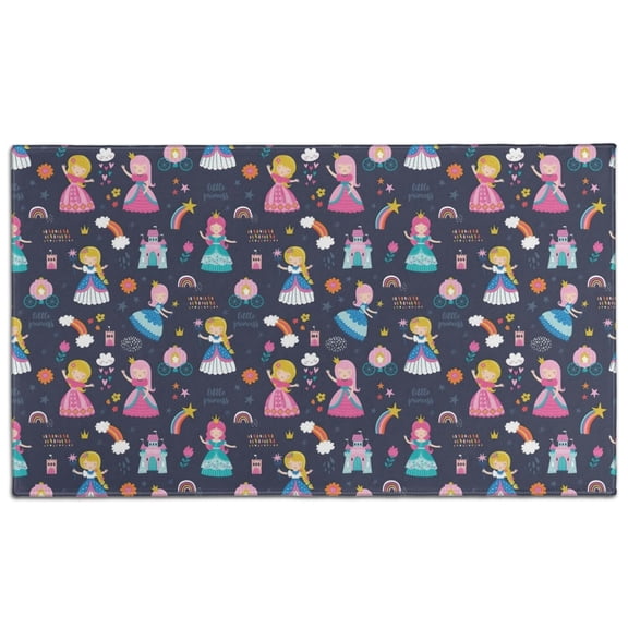 Dark Blue Little Princess Pattern Door Rugs,Washable Non Slip Door Mats Indoor,Decorative Door Mats,Entry Mat Indoor for Entrance,Bedroom,Kitchen,Bathroom,17"x30"