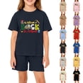 thumbnail image 4 of Grblisyd Boys Girls Summer Outfits Back to School Casual Letter Print Short Sleeve T Shirt and Elastic Waist Shorts 2 Piece Clothing Sets, 4 of 4