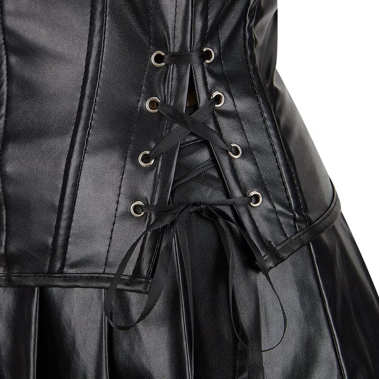plus size leather corset dress Final Sale Plus Size Sheer Mesh Dress with Faux Leather Corset Waist Midi in Brown with Black Spots