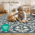 thumbnail image 1 of ODIKA 2'x3' Blue Cream Ornate Floral Design Washable Doormat Elegant Vintage-Inspired Pattern for Entryway, Kitchen, Laundry Room, Non-Slip, Low Pile, 1 of 4
