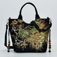 thumbnail image 2 of Odeerbi Tote Bag for Women New Wind Embroidered Bag Canvas Peahen Embroidery Middle-aged Shoulder Portable Package Black, 2 of 9