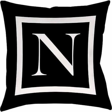 IDG Classic Block Monogram Decorative Pillow - Black
