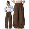 thumbnail image 4 of Women'S Wide Leg Pants Corduroy High Waist Palazzo Pants Comfy Baggy Trousers Coffee M, 4 of 9