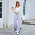 thumbnail image 5 of Women'S Wide Leg Sweatpants Casual High Waisted Straight Sweat Pants Drawstring Joggers with Pockets Light Gray L, 5 of 7