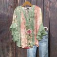 thumbnail image 2 of Womens Shirts Print V Neck 3/4 Sleeve Loose Spring Summer T Shirts for Women Multicolor L, 2 of 4