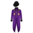 thumbnail image 2 of iiniim Boys Vintage Medieval Steampunk Tailcoat Jacket Gothic Victorian Renaissance Frock Coat with Hat Purple 16, 2 of 7