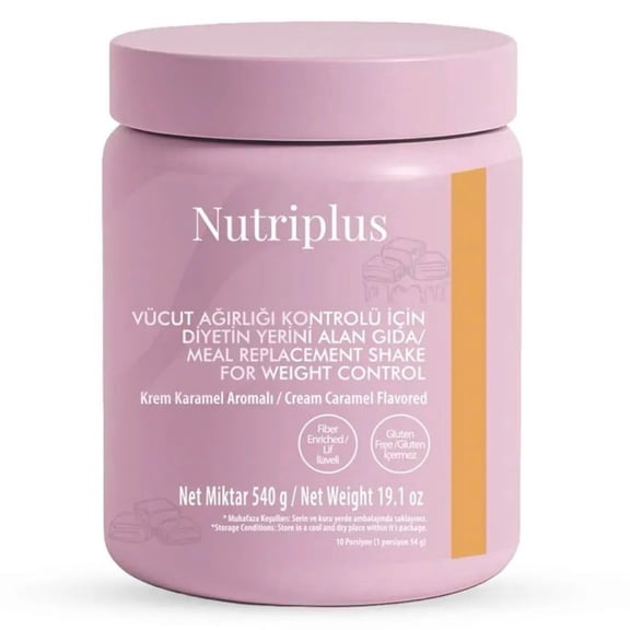 Farmasi Nutriplus Meal Replacement Shake, Cream Caramel, Vegan, 19.1 oz | Plant Based Protein Powder with 27 Vitamins and Minerals, High Fiber Nutrition Drink Mix, Gluten-Free, Low Calorie