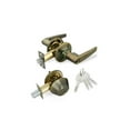 thumbnail image 4 of Antique Brass Entry Lock Set Lever Handle and Deadbolt Keyed Alike KW1 Keyway 4 Total Keys, 4 of 13