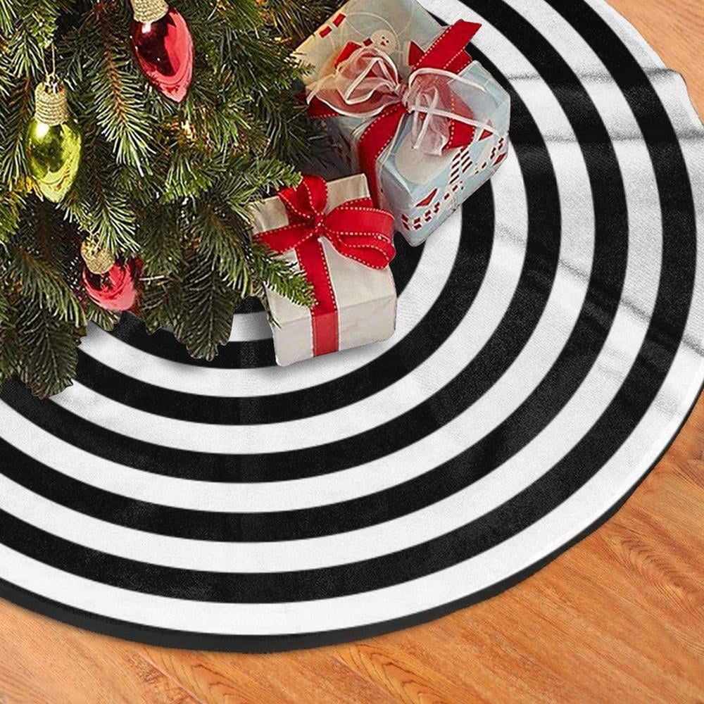 Merry Christmas Tree Skirt Black White Funny Rustic Annual Rings for Xmas Holi 