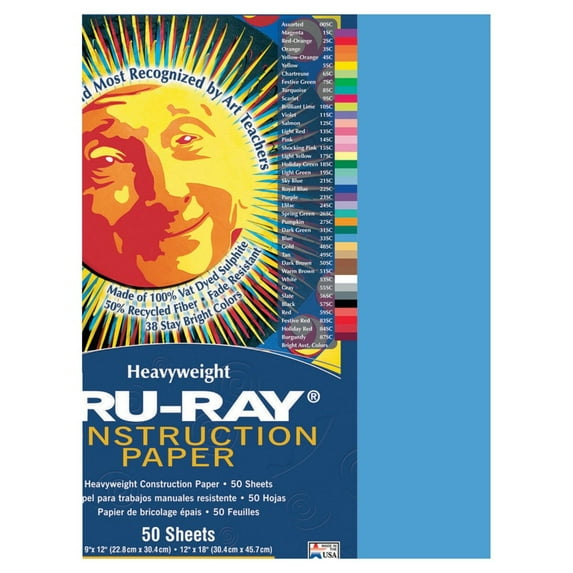 Tru-Ray 054129 Construction Paper 12 x 18 In. Blue, Pack Of 50