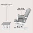 thumbnail image 4 of Cozy Glider Rocker and Ottoman Set, Padded Cushion with Convenient Storage Pockets, Solid Wood Base & Frame (Matte White with Light Gray Cushion), 4 of 9