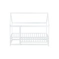 thumbnail image 6 of Twin Size Floor Bed with Roof and Fence, Wood House Bed Frame for Bedroom, Easy Assemble, No Box Spring Needed, White, 6 of 8