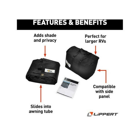 Lippert 10x15 Black Shade Front Panel Awning - MPN 3797821015
