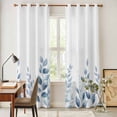 thumbnail image 4 of Blue Botanical Kitchen Curtains 96 Inch Length, Pastoral Leaf Watercolor Grommet Top Bedroom Living Room Curtains, Light Filtering Cafe Curtain Drapes 2 Panels Set 104''x96'', 4 of 9