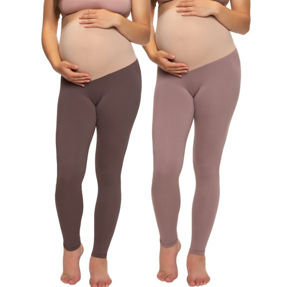 Felina Velvety Soft Maternity Leggings For Women - Yoga Pants For Women, Maternity Clothes - (2-Pack) (X-Small, Big City)