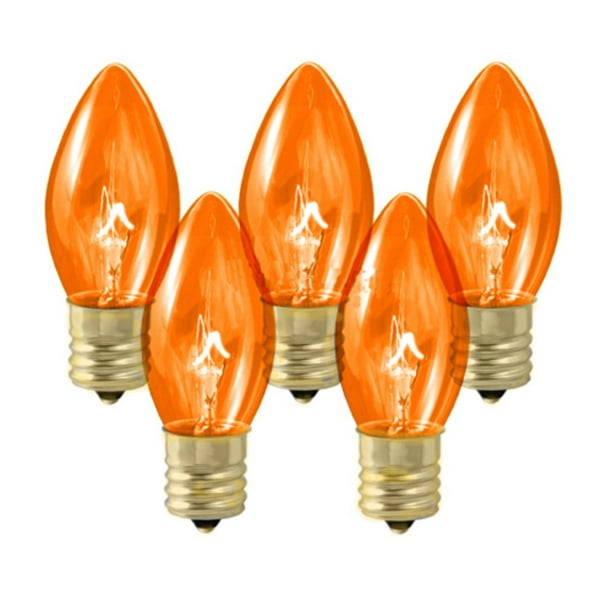 Pack Of 25 Transparent Amber C7 Twinkle Replacement Christmas Light