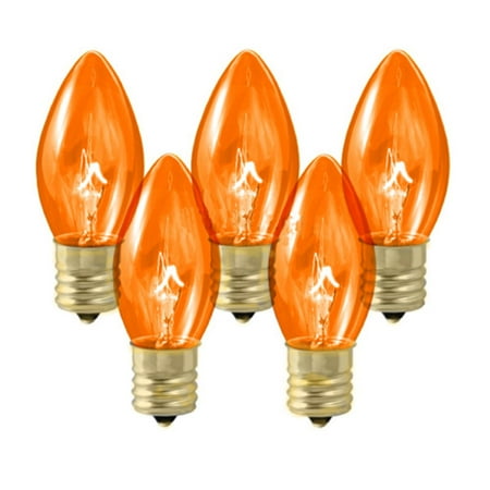 - Pack of 25 Transparent Amber C7 Twinkle Replacement Christmas Light Bulbs