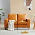 thumbnail image 2 of Veryke Contemporary Home Office Upholstered Loveseat Sofa with Wood Frame in Brown PU Leather, 2 of 7