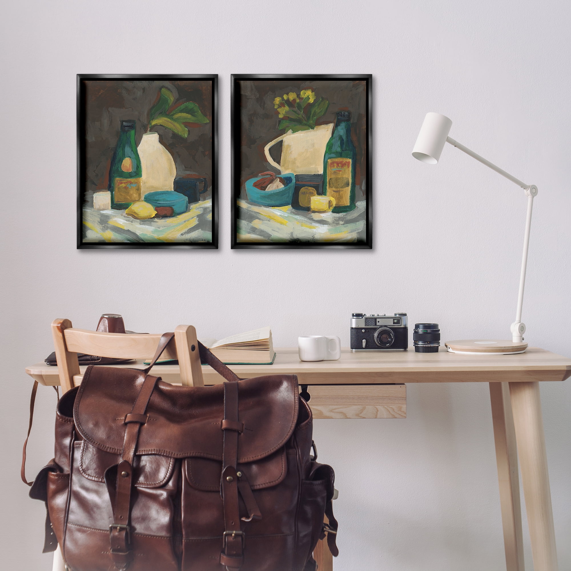 Stupell Industries Mixed Sundries Still Life Food & Beverage Painting Black Floater Framed Canvas Art Print Wall Art, 17 x 21, Set of 2