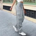 thumbnail image 2 of Pants for Women Work Casual Solid Printed Elastic Belt Waist Mid Three Quarter Trousers With Pockets Palazzo Wide Leg Pants, 2 of 7
